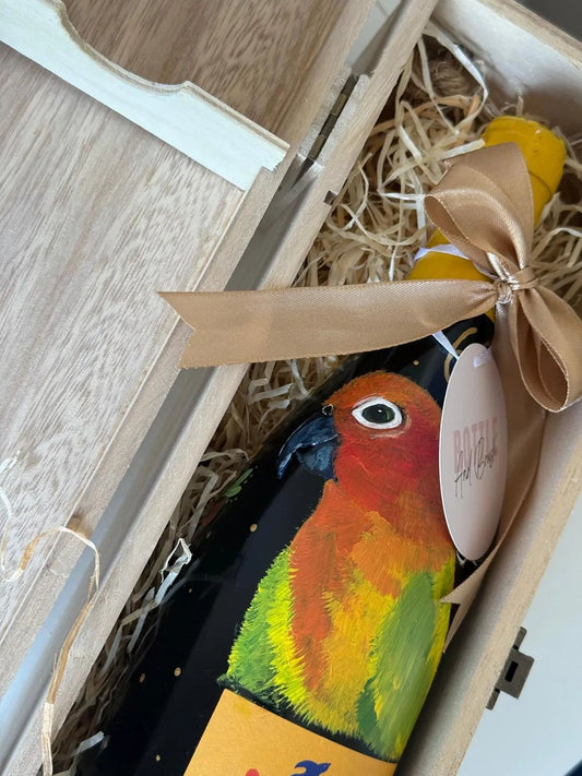 Birthday present with hand painted pet portrait with bird