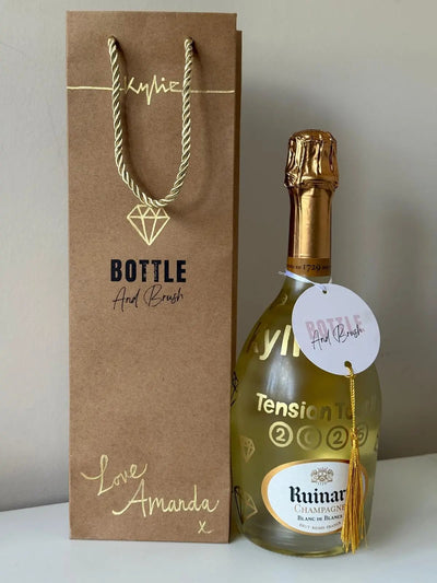 Hand painted bottle and matching gift bag given to Kylie Minogue for her Tension Tour 2025