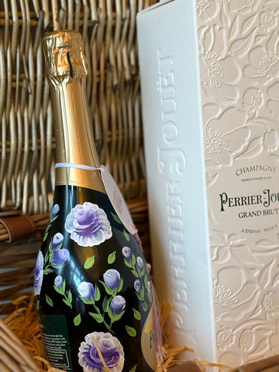 personalised gift bottle of champagne with rose design
